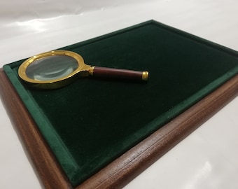 Plateau in wood and velvet tray for jewelry coins medals display CUSTOMIZABLE