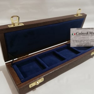 Wooden case box for coins or medals 4 boxes 50 x 50 mm