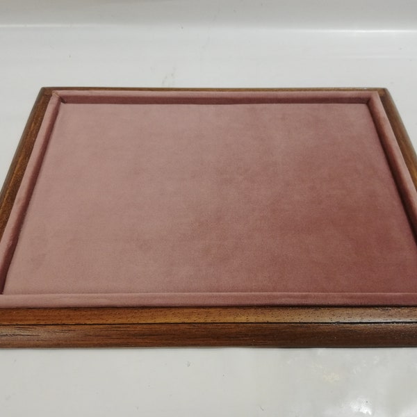 Plateau in wood and velvet tray for jewelry coins medals display CUSTOMIZABLE