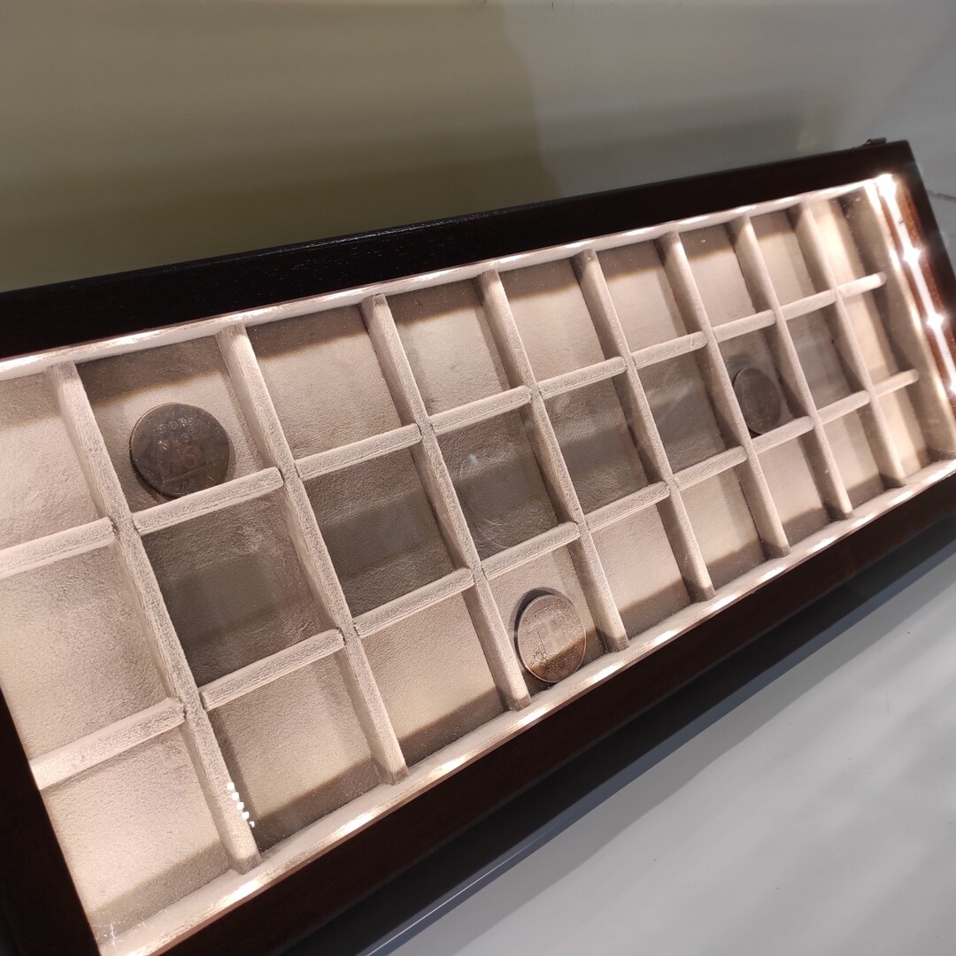 Illuminated ® wooden display stand for coins or medals - Etsy