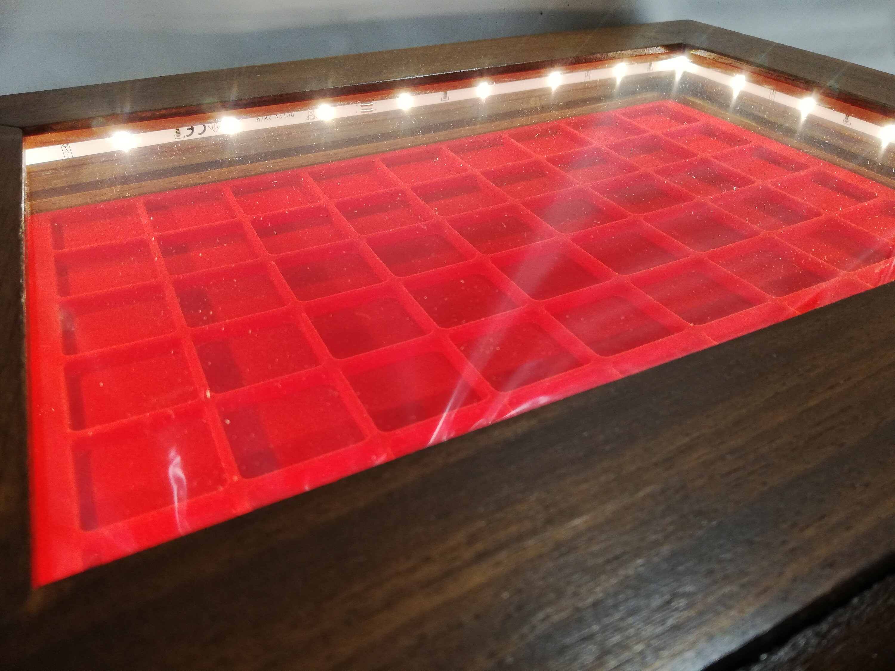 Coin Cabinet With LED ® Light , in Real Wood Color Walnut 5 Drawers - Etsy