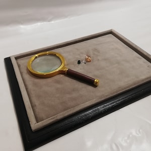 Plateau in wood and velvet tray for jewelry coins medals display CUSTOMIZABLE