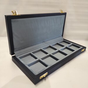 Refined wooden case for coins or medals - high quality hammered effect leatherette-