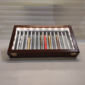 Wooden case for fountain pens collection_ (LED light)
