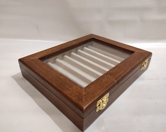 Wooden case for collectible pens, fountain pens exhibitor
