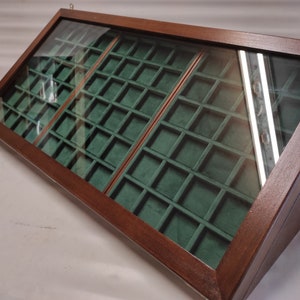 Wooden display cabinet for collectibles exhibitor for fair, conference numismatics