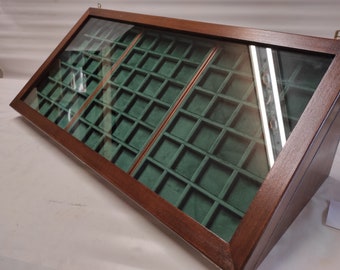 Wooden display cabinet for collectibles exhibitor for fair, conference numismatics