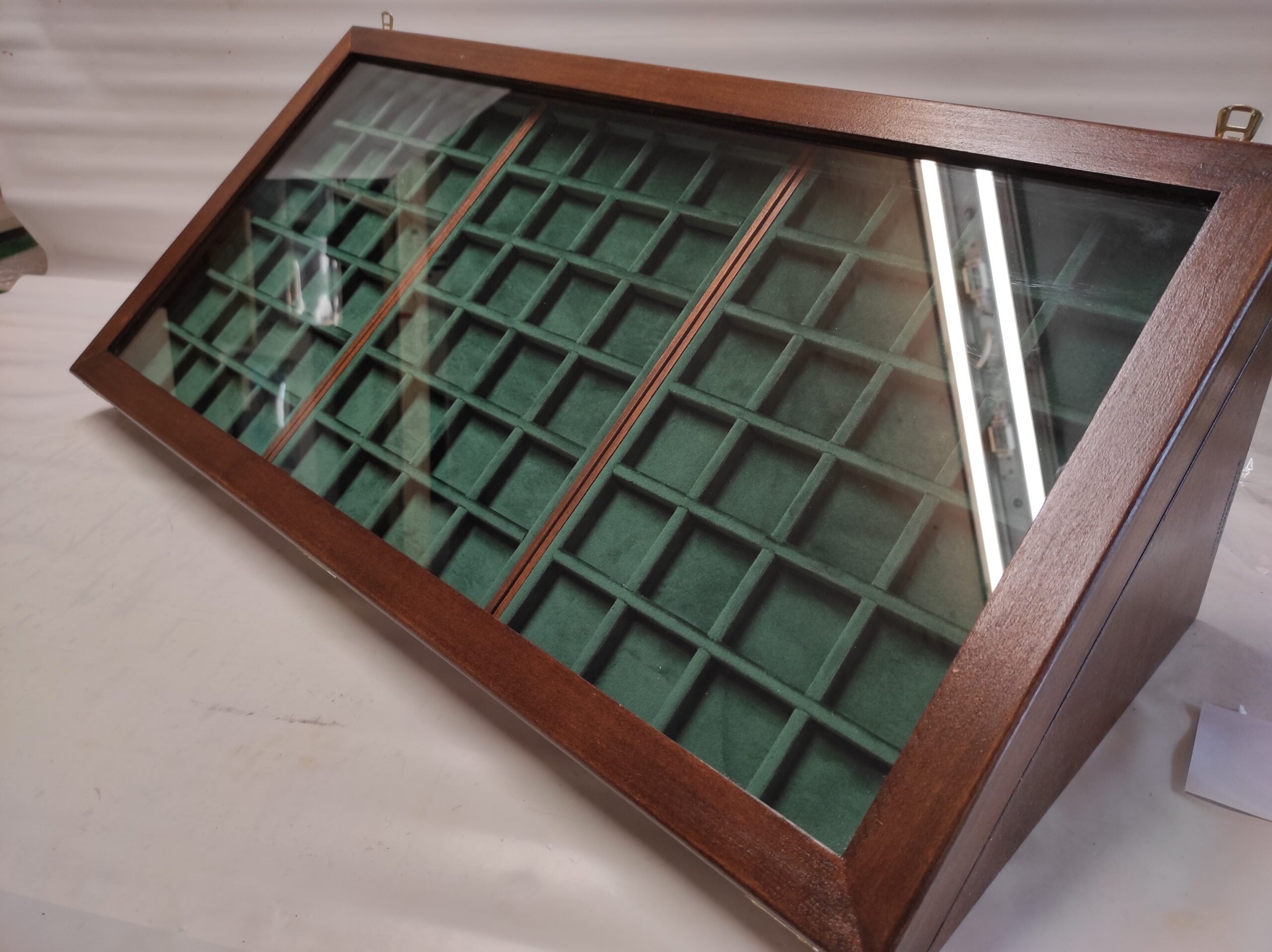 Wooden display cabinet for collectibles exhibitor for fair, conference numismatics