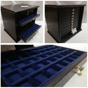coin cabinet in real wood 10 drawers in first quality Italian velvet color of your choice