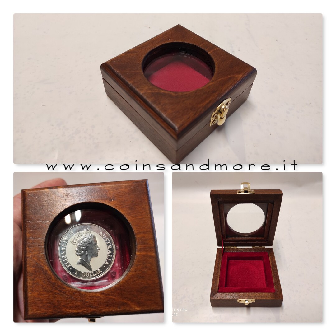 Wooden Box Case Single Coin Case. Wood and Velvet With 3 Mm Etsy