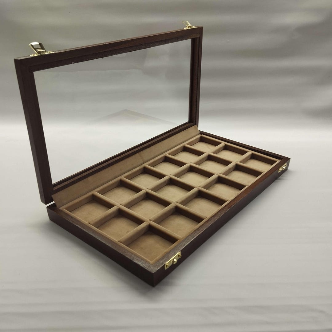 Coin Display Box 18 Slots – Solid Wood Glass Velvet Made in Italy - Etsy