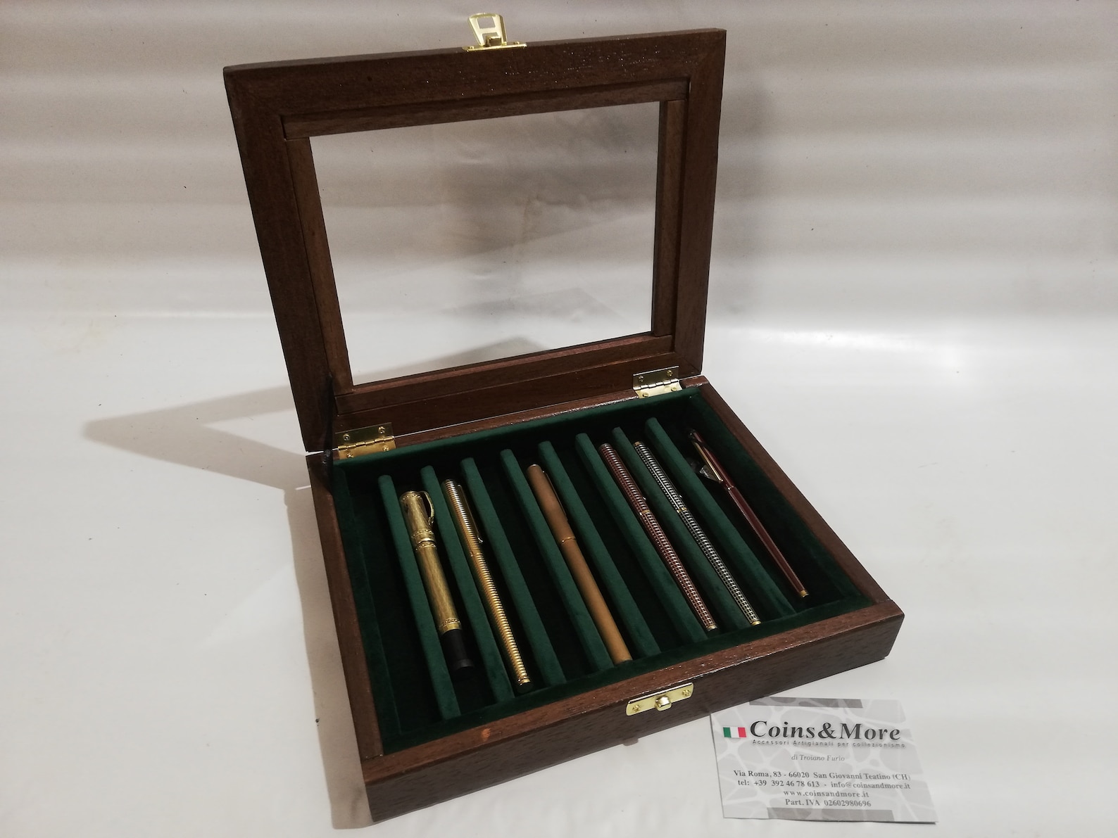 Pen Holder Box Wood and Velvet Case Display for Fountain Etsy