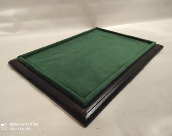 Plateau in wood and velvet tray for jewelry coins medals display CUSTOMIZABLE