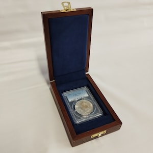 Houten kist voor SLAB NGC PCGS-interieur in Italiaans fluweel van topkwaliteit, aanpasbare kleur