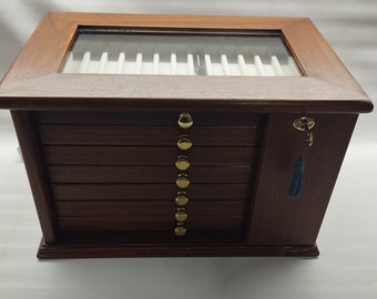 Wooden Pen Display Cabinet, Handcrafted in Italy, Fountain Pen Collection Stand, Desk Showcase, Writer Gift