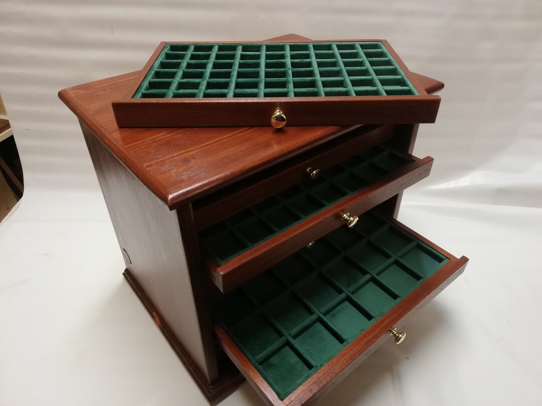 Coin Cabinet in Real Wood 10 Drawers in First Quality Italian Velvet ...