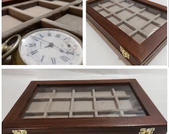 Caja de reloj de bolsillo coleccionable, monedas, medallas, monedas y más, 15 cajas de 60 x 60