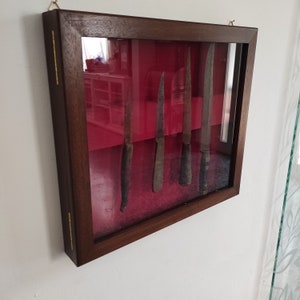 wall mounted display cabinets for collectibles with magnetic holder for knives
