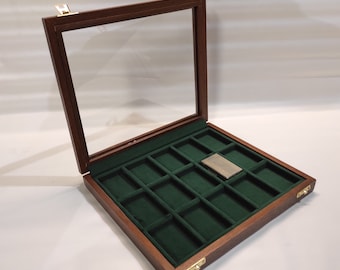Refined high quality wooden case 15 compartments 6x4 cm for ZIPPO LIGHTERS