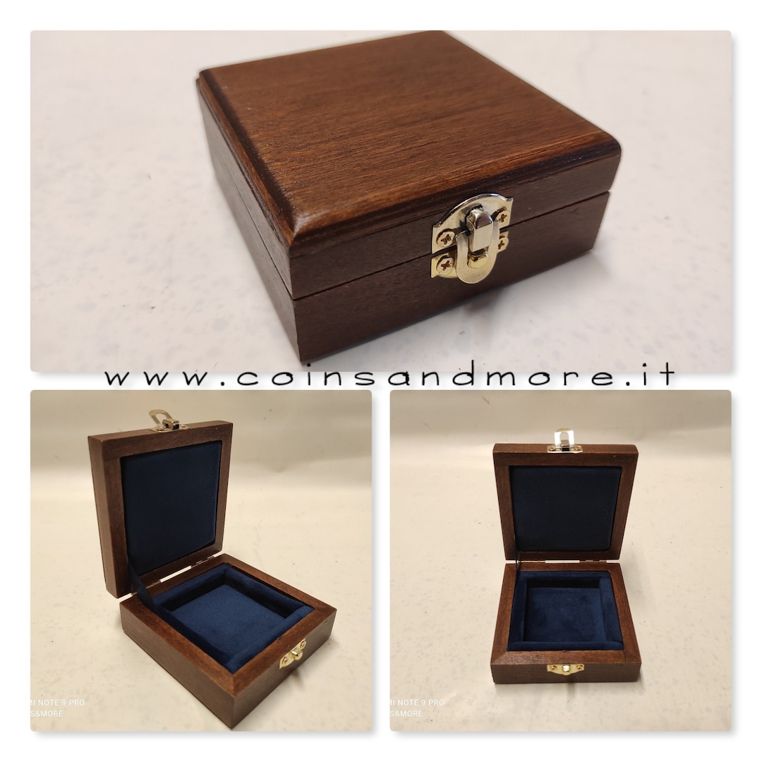 Wooden Box Case Single Coin Case. Wood and Velvet Etsy