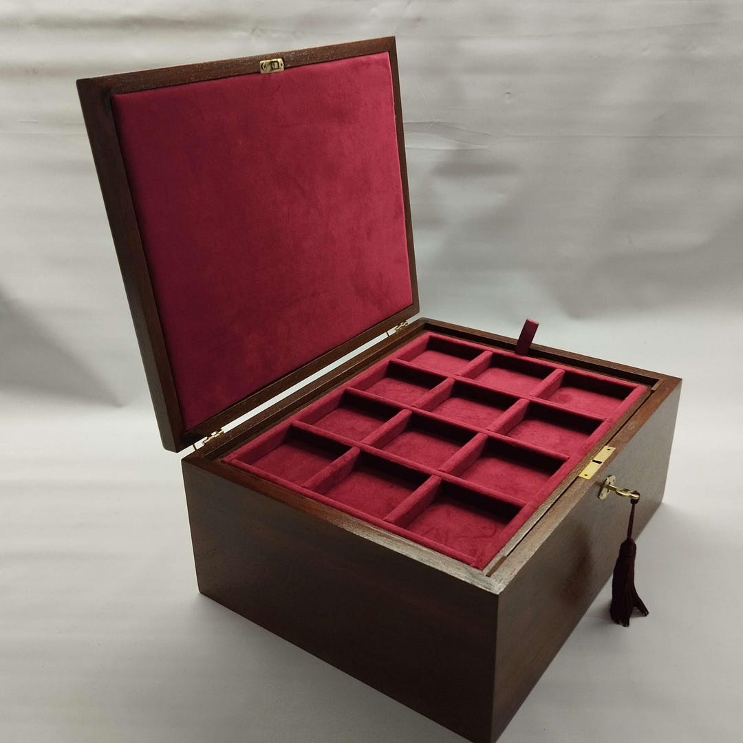 Luxury Lockable Coin Collectors Box – 2 Removable Velvet Trays – Custom ...