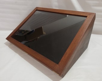 Showcase in real wood for collectors, display for coins, medals or other