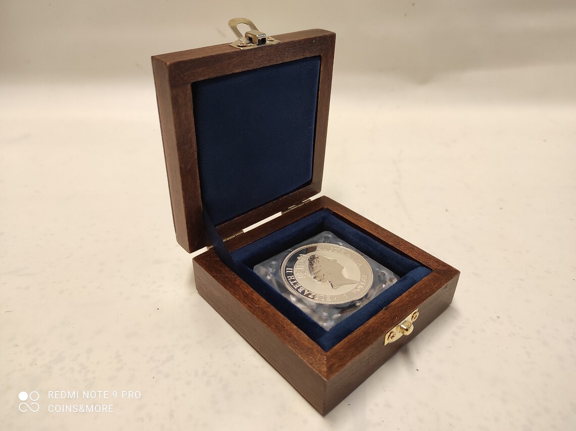 Wooden Box Case Single Coin Case. Wood and Velvet Etsy