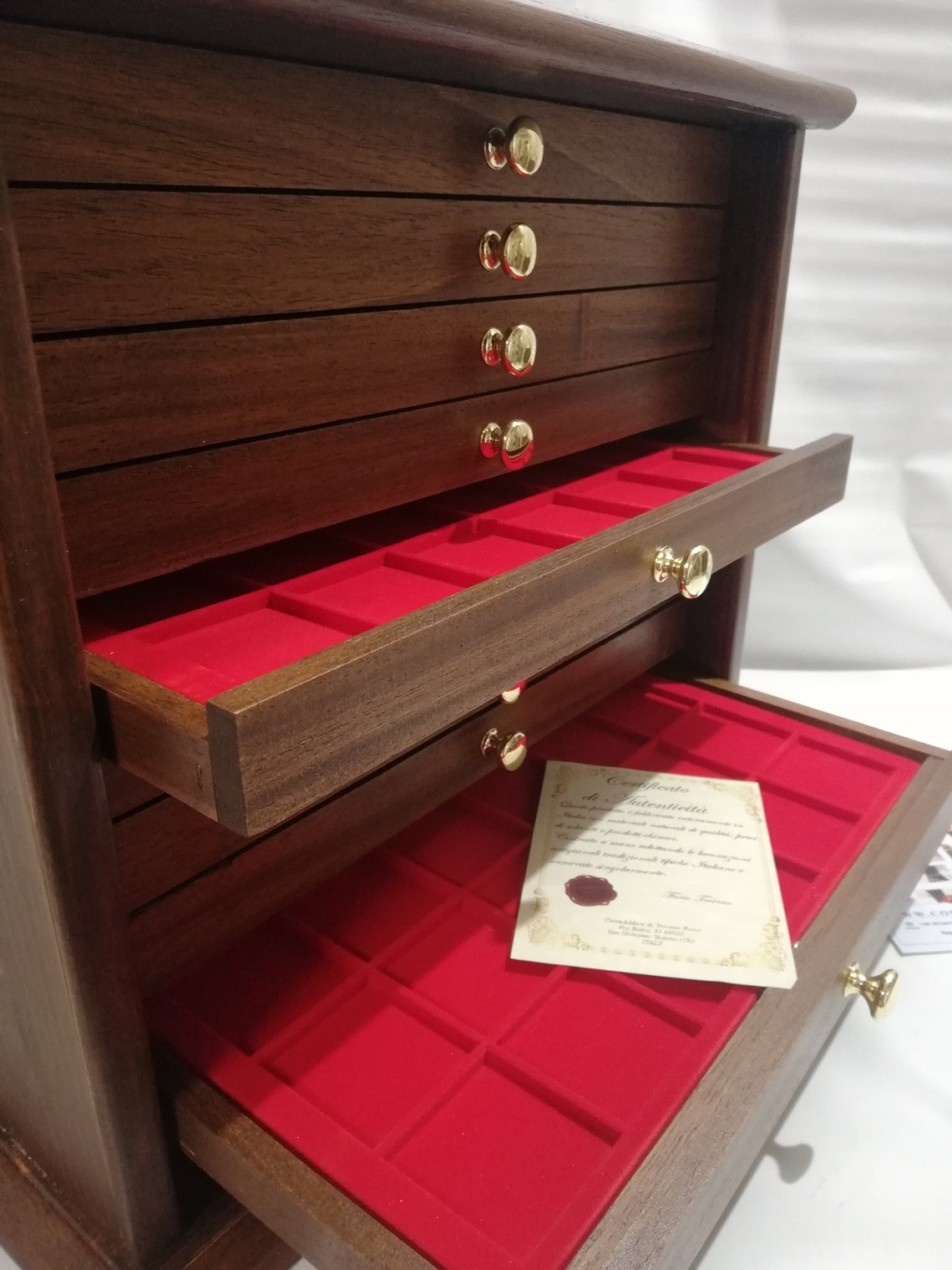 Coin Coin in real wood color Walnut 10 Drawers Etsy