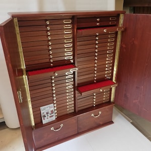 Coin cabinet in real wood color Mahogany 50+2 Drawers Made by Italian craftsman Furio Troiano