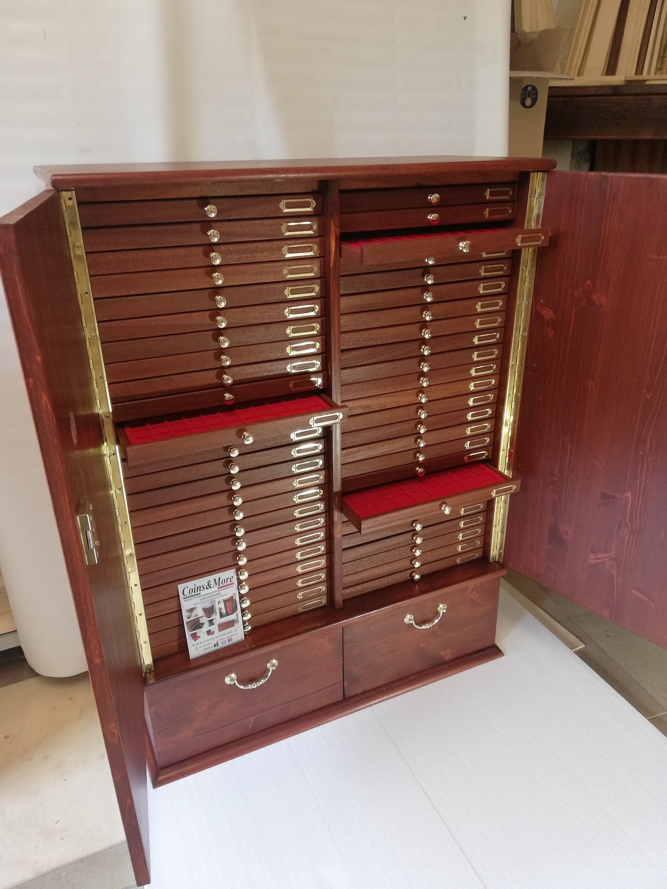 Coin in Real Wood Color Mahogany 502 Drawers Made by Etsy