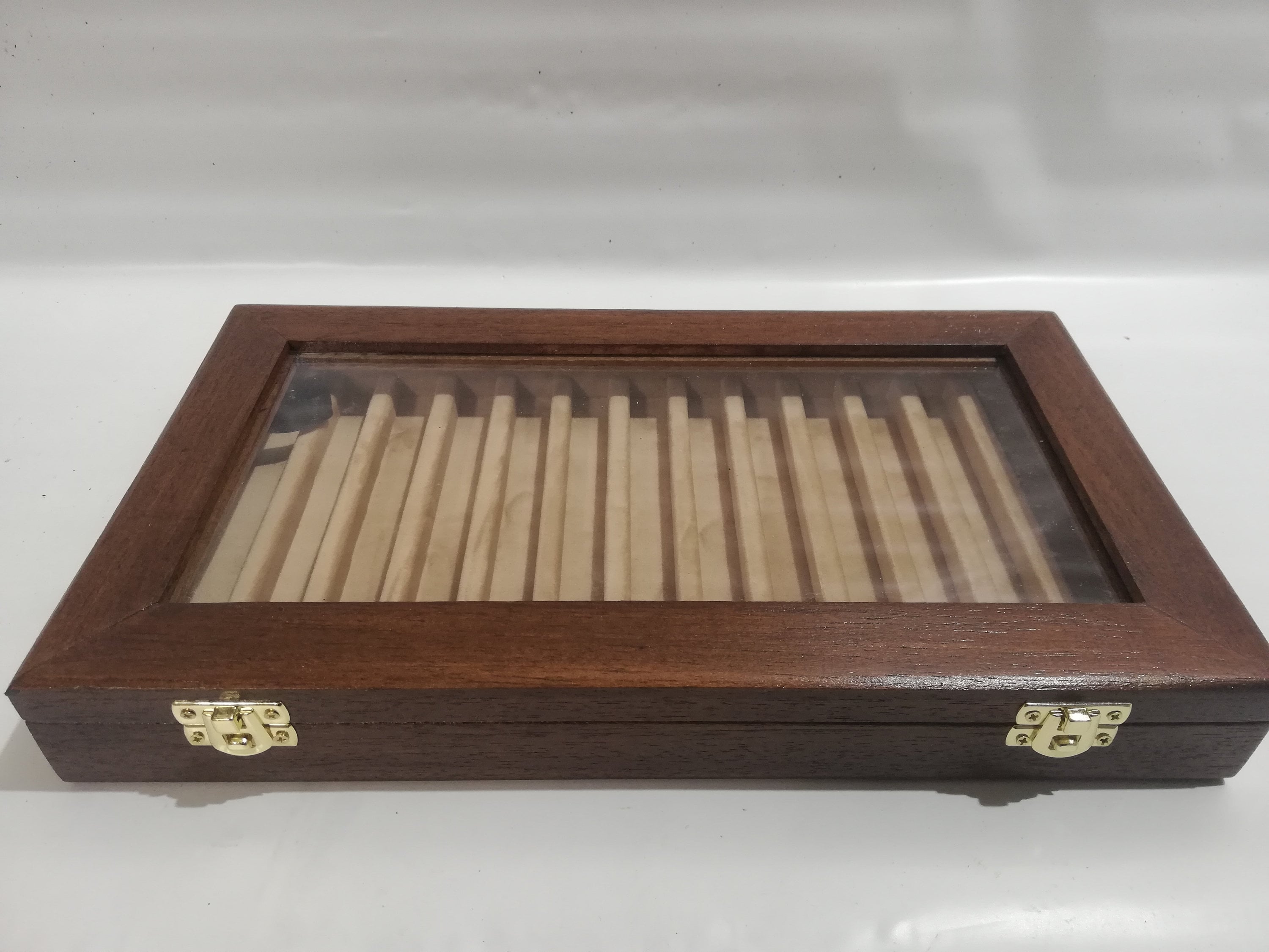 イタリア製 瘤杢 木製 ベロア 万年筆 ディスプレイ ケース ペン