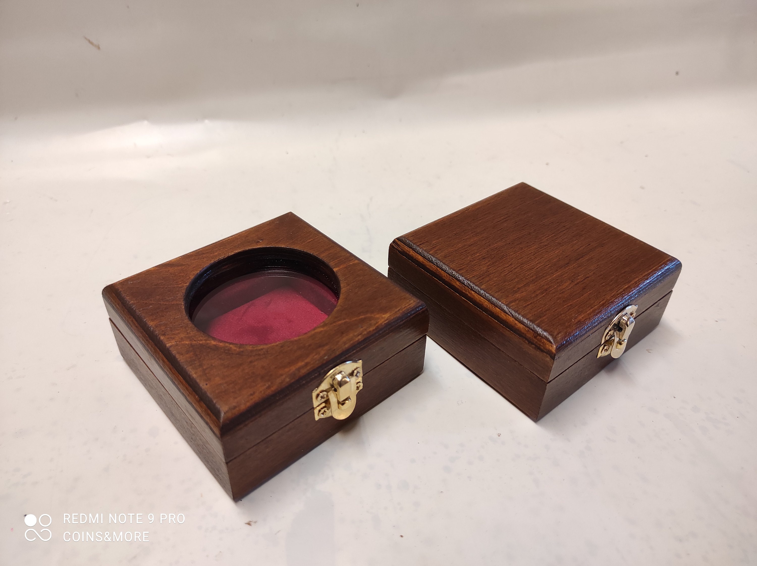 Wooden Box Case Single Coin Case. Wood and Velvet With 3 Mm Etsy