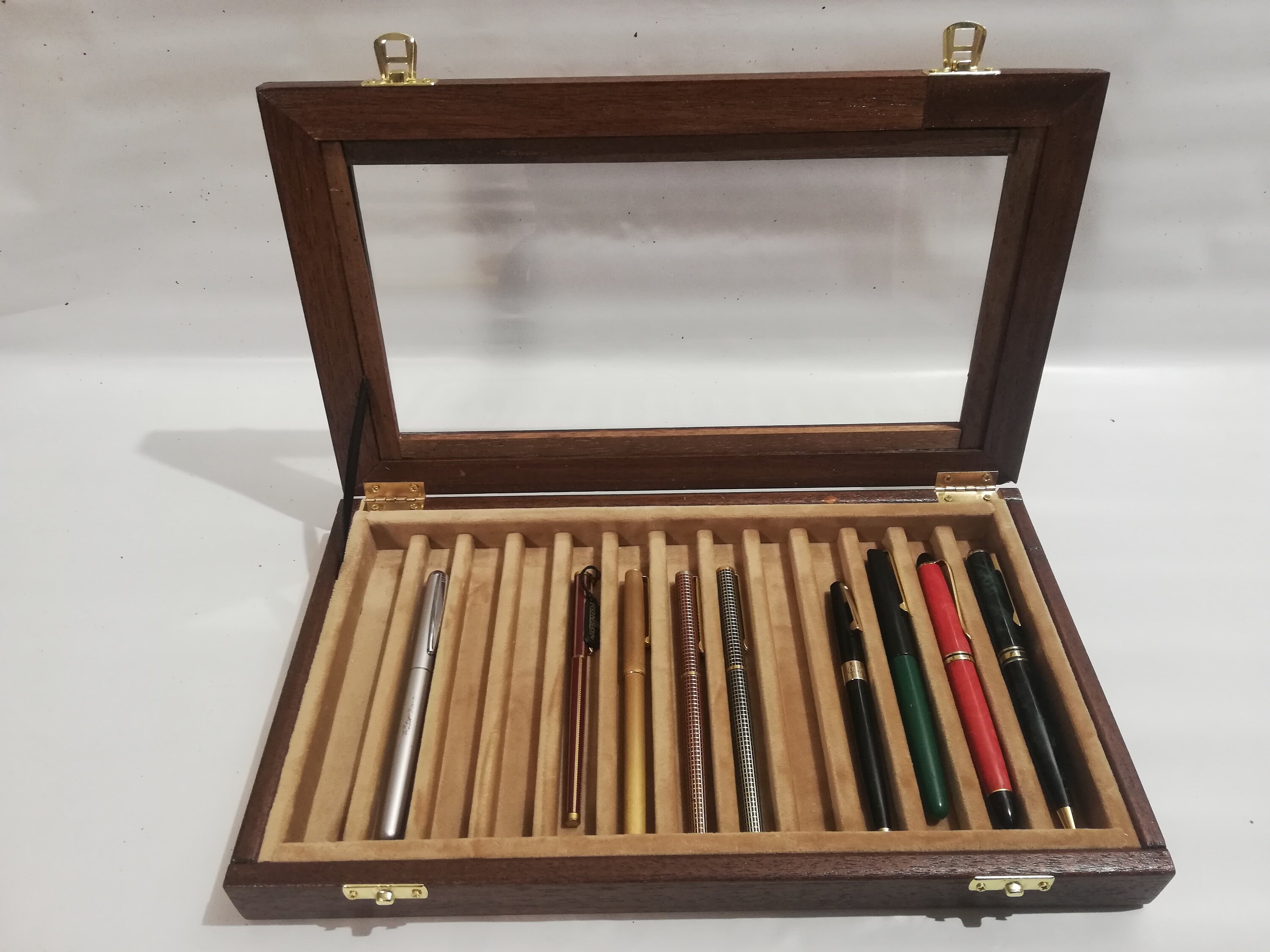 Pen Holder Box Wood and Velvet Case Display for 13 Fountain Etsy