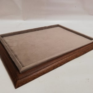 Plateau in wood and velvet tray for jewelry coins medals display CUSTOMIZABLE