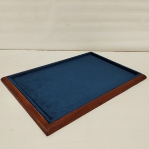 Plateau in wood and velvet tray for jewelry coins medals display CUSTOMIZABLE