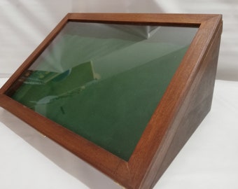 Showcase in real wood for collectors, display for coins, medals or other