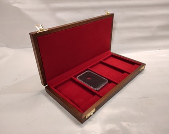 Coffret en bois pour pièces de monnaie en SLAB NGC PCGS intérieur en velours rouge personnalisable fait à la main par Furio Troiano