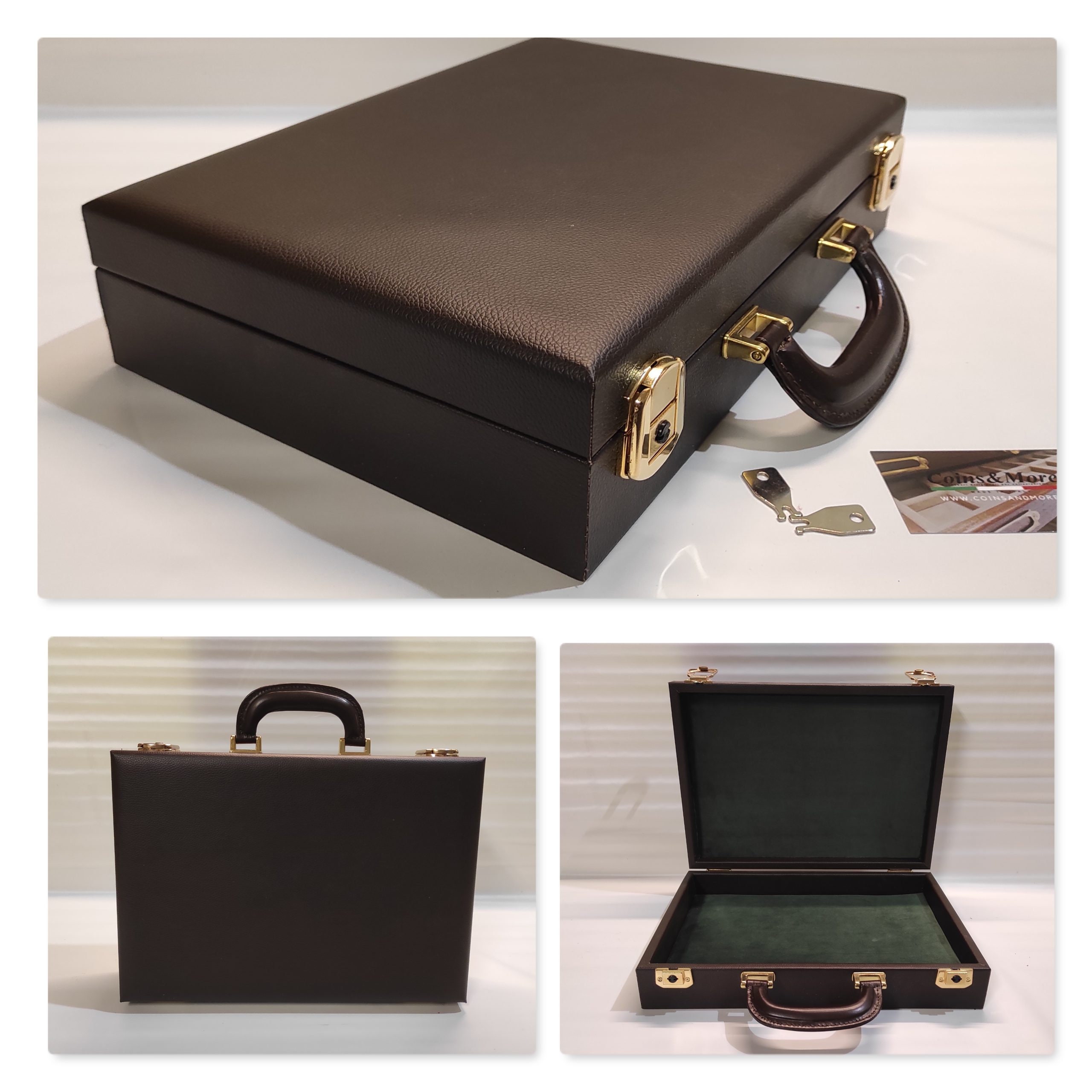 Masterphil Briefcase Wooden and Leather Coin Choice 