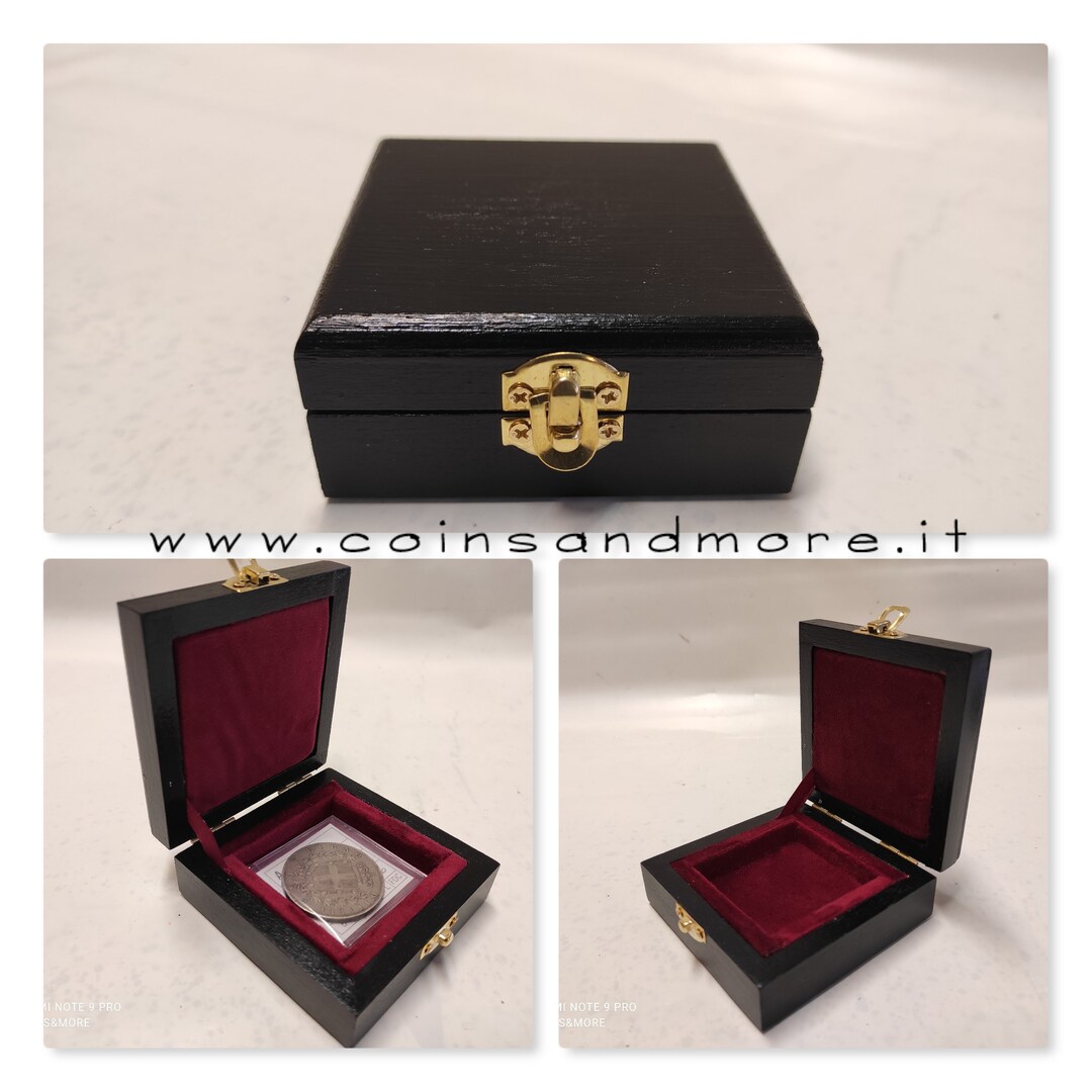 Wooden Box Case Single Coin Case. Wood and Velvet Etsy