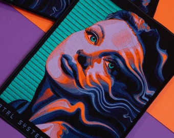 Synthwave Embroidered Back Patch: Vaporwave Art, Iron-On Sew-On Patches for Jackets
