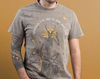 Skeleton Embroidered T-Shirt: Medieval Gothic Wicca Unisex T-shirt