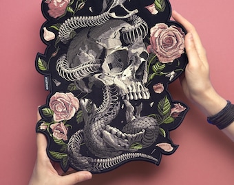 Skull & Snake Skeleton Embroidered Patch