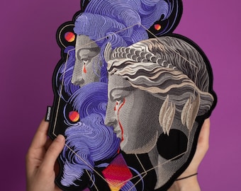 Embroidered Bloody Tears Back Patch: Vaporwave Iron-On Sew-On Patches for Battle Jackets