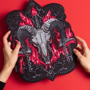 Gestickter Baphomet Aufnäher: Satanischer Teufel Occult Gothic Back Patch für Custom Weste