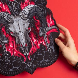 Baphomet embroidered patch, iron-on back patch, battle jacket patch, satanic back patch, occult pagan patch, dark art patch for custom vest