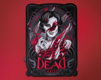 Geborduurde achterpatch skelet: griezelige goth-heks donkere kunstpatch voor aangepast vest