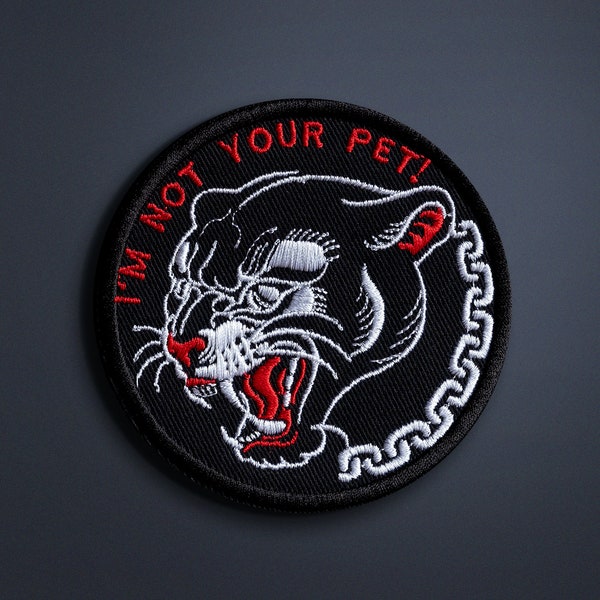 patch, panther patch, iron on patch, embroidered patch, old style tattoo patch, battle jacket patch, punk patch, anarchist patch