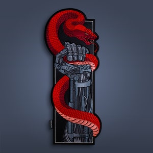 Snake Embroidered Iron-On Back Patch: Cyberpunk Anime Cosplay Patches for Jackets