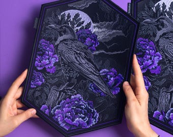 Gestickter Rabe Rückenaufnäher: Gothic Krähe Aufnäher für die Custom Weste