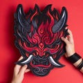 Oni Patch: Japanese Demon Mask Embroidered Back Patch for Custom Vest product logo